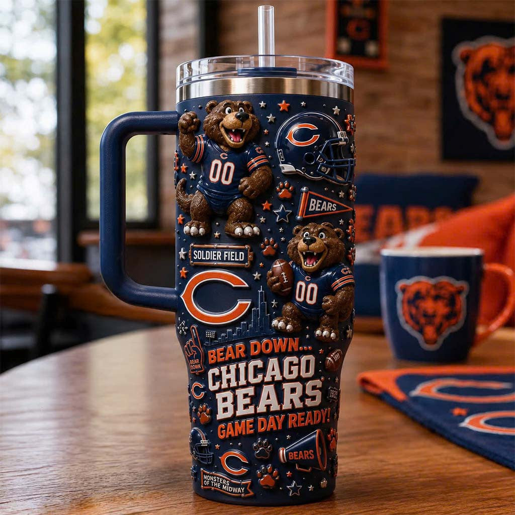 Chicago Bears Merch Bear Down Chicago Bears Game Day Ready Tumbler Gifts For Brother - Merchluma