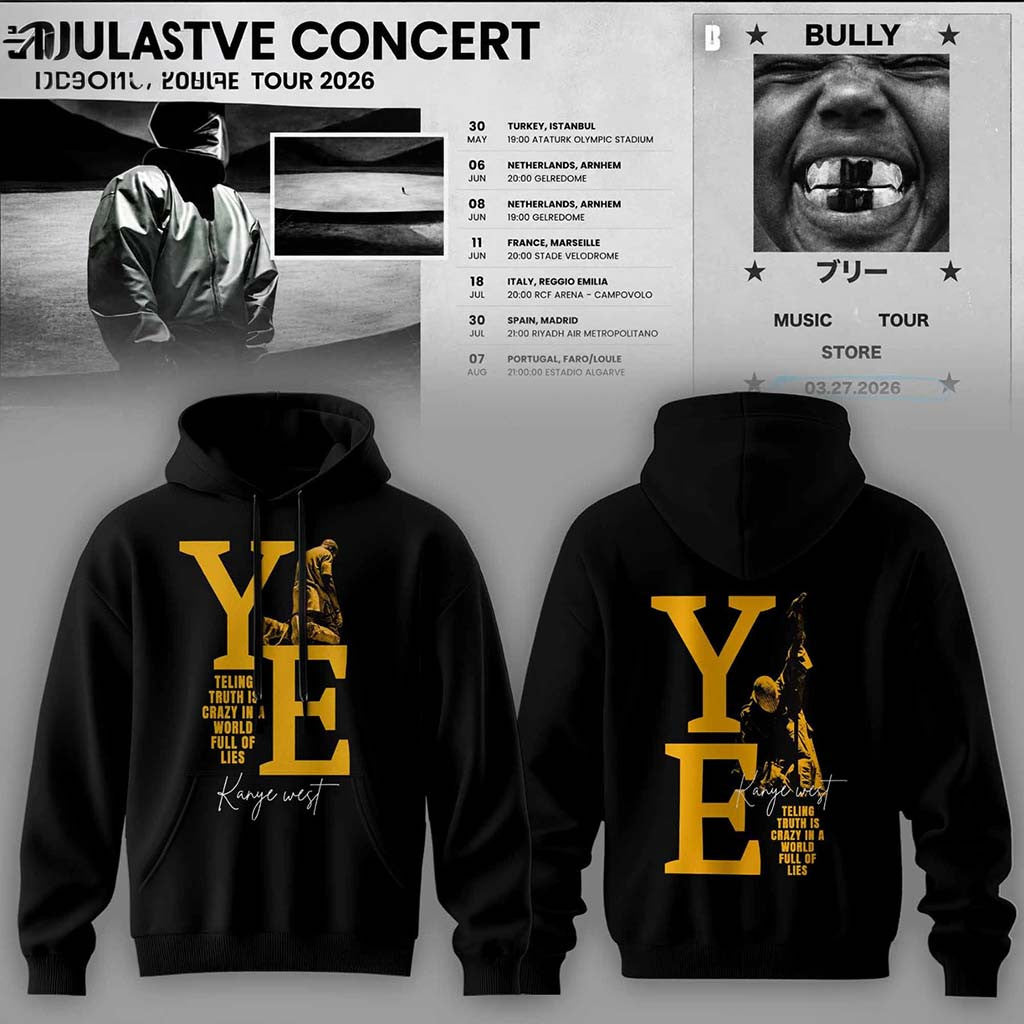 Bully Live Concert Tour 2026 Vintage Hoodie Black YE World Tour Merch Present For Rapper Fans - Merchluma