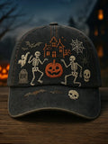 Halloween Dancing Skeletons Hat Halloween Pumpkin Dad Hat Useful Gift For Men - Merchluma