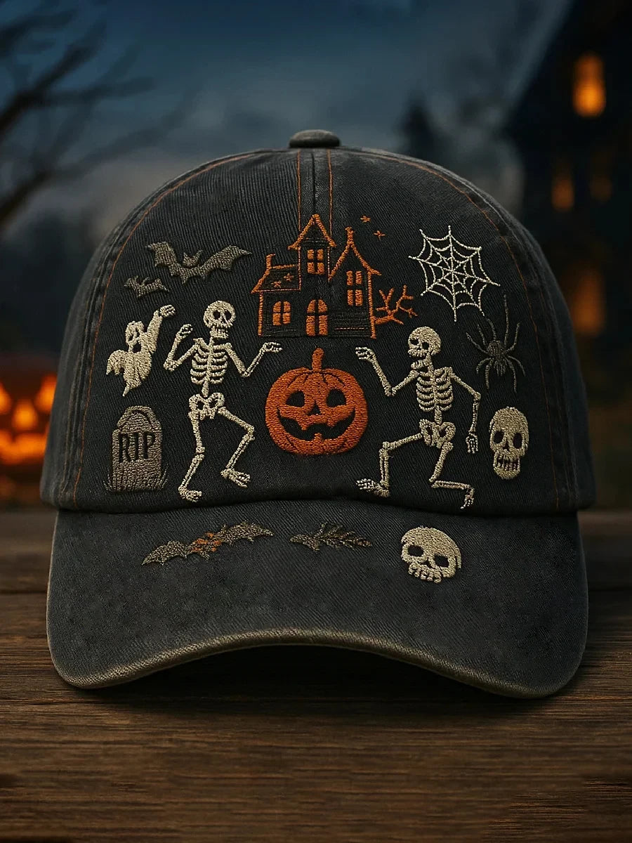Halloween Dancing Skeletons Hat Halloween Pumpkin Dad Hat Useful Gift For Men - Merchluma