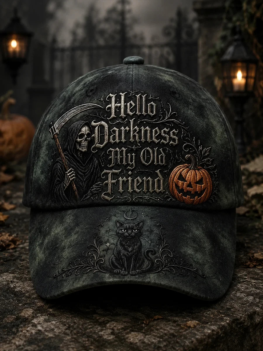 Hello Darkness My Old Friend Hat Halloween Spooky Merch Halloween Gifts For Her - Merchluma