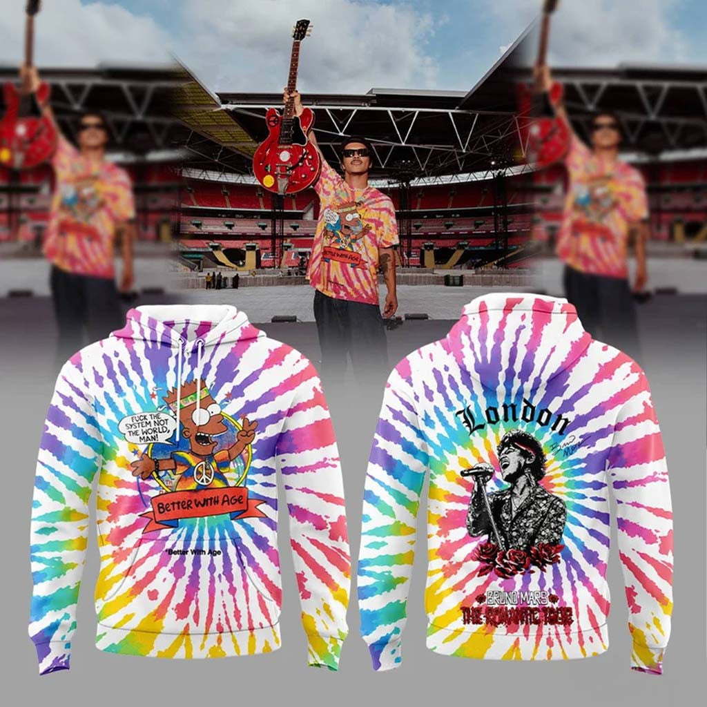 Bruno Mars Better With Age Tie Dye Graphic Hoodie Bruno Mars Tour Merch 2026 Music Fan Gift - Merchluma