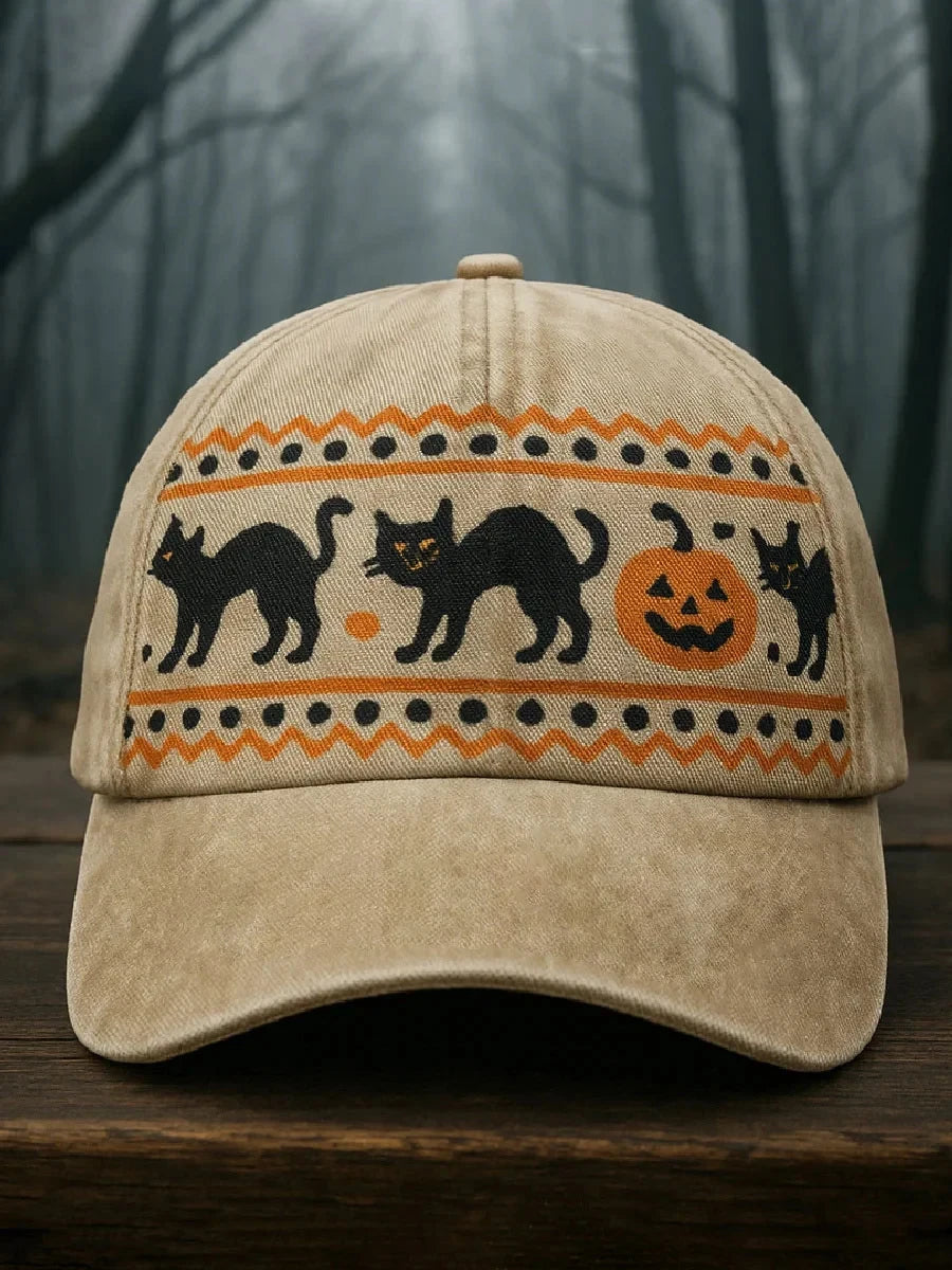 Black Cats And Pumpkins Hat Halloween Spooky Merch Spooky Gifts For Her - Merchluma