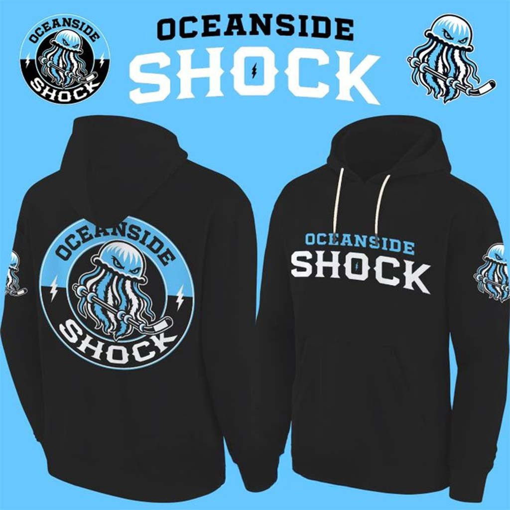 Oceanside Shock 2026 New Black Hoodie Game Day Hoodie Oceanside Shock Merch Hockey Fan Gifts - Merchluma