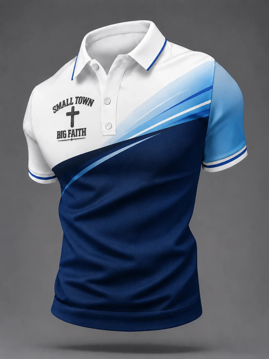 Small Town Big Faith Polo Shirt Christian Cross Clothing Birthday Ideas For Brother - Merchluma