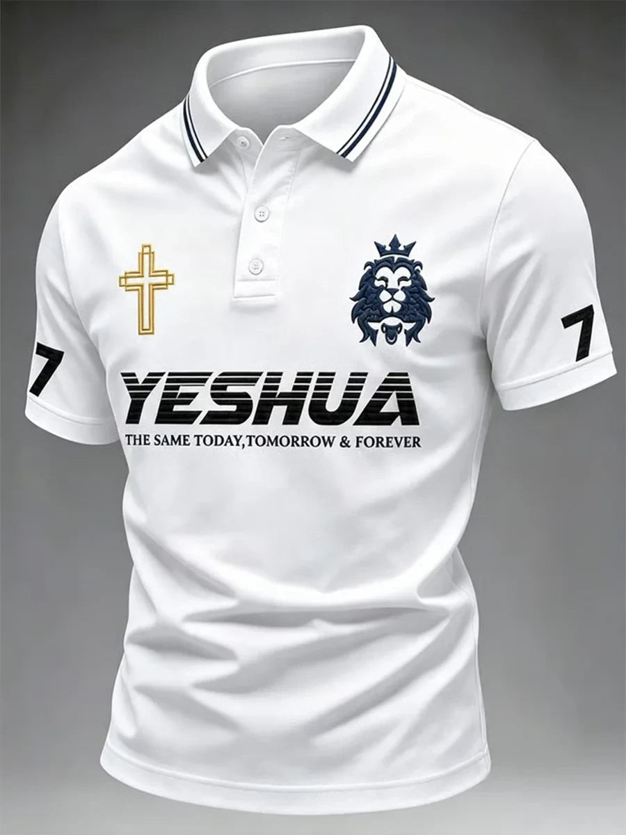 Yeshua The Same Forever Polo Shirt Christian Lion Of Judah Yeshua Clothes Gifts For Fans - Merchluma