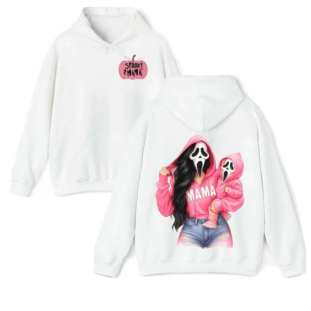 Spooky Mama Hoodie Pink Ghostface Mama Mini Hoodie Cute Halloween Gift For Mom - Merchluma