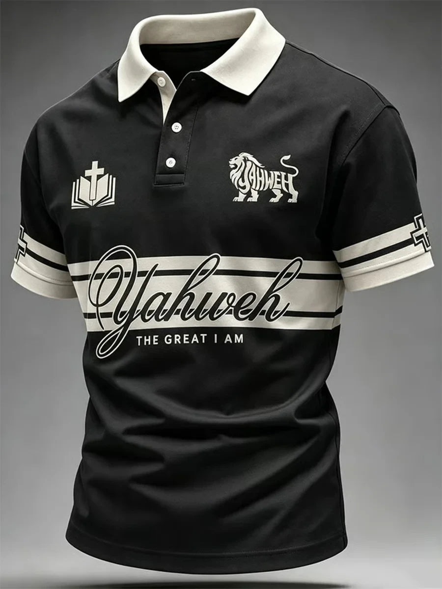 Yahweh The Great I Am Polo Shirt Christian Lion Of Judah Yahweh Clothing Gifts For Men - Merchluma