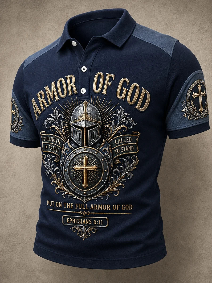 Armor Of God Knight Polo Shirt Christian Warrior Armor Shirt Birthday Presents For Brother - Merchluma