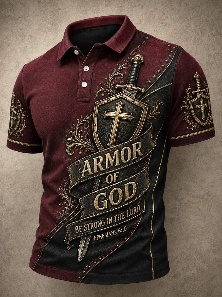 Armor Of God Knight Polo Shirt Christian Warrior Armor Shirt Presents For Brother - Merchluma