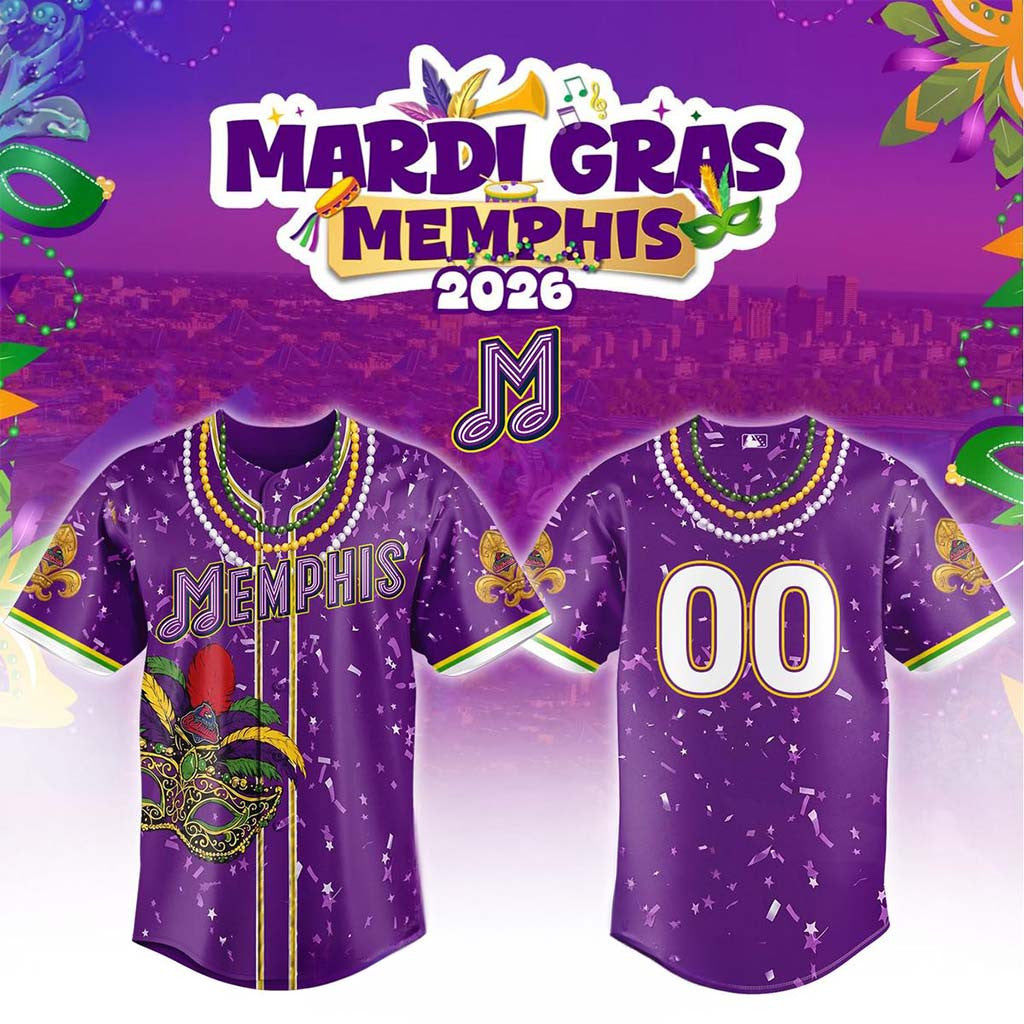 Personalized Memphis Redbirds Mardi Gras 2026 Night Game Baseball Jersey Memphis Redbirds Merch - Merchluma