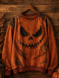 Scary Jack O Lantern Sweatshirt Halloween Spooky Merch Apparel Gift - Merchluma