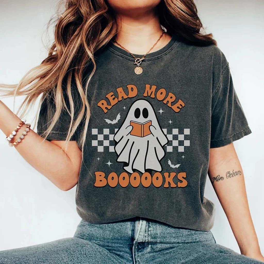 Halloween Teacher Read More Books T-Shirt Spooky Ghost Shirt Halloween Gifts Ideas - Merchluma