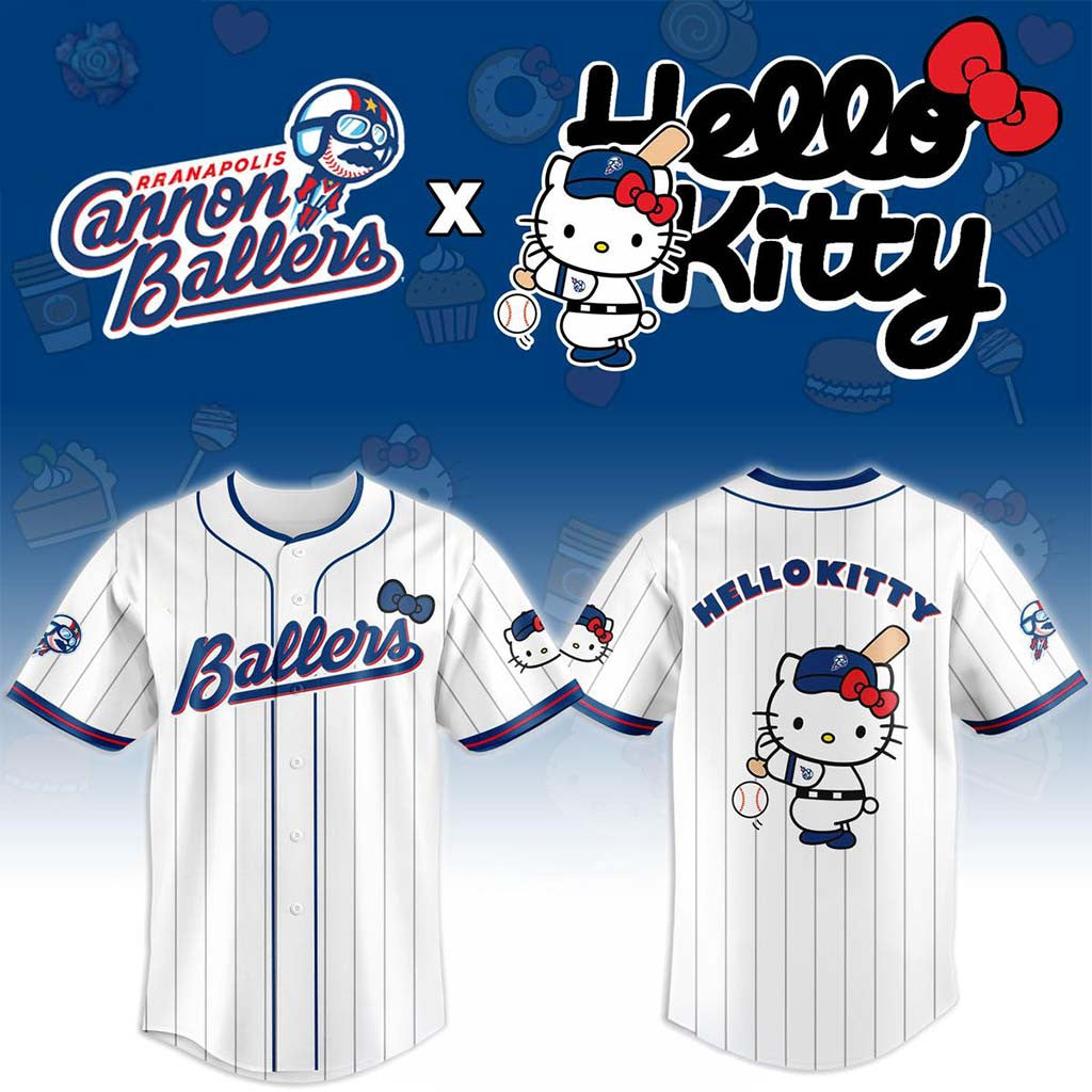 Kannapolis Cannon Ballers X Hello Kitty Classic Striped 2026 Night Game Jersey Ballers Merch - Merchluma