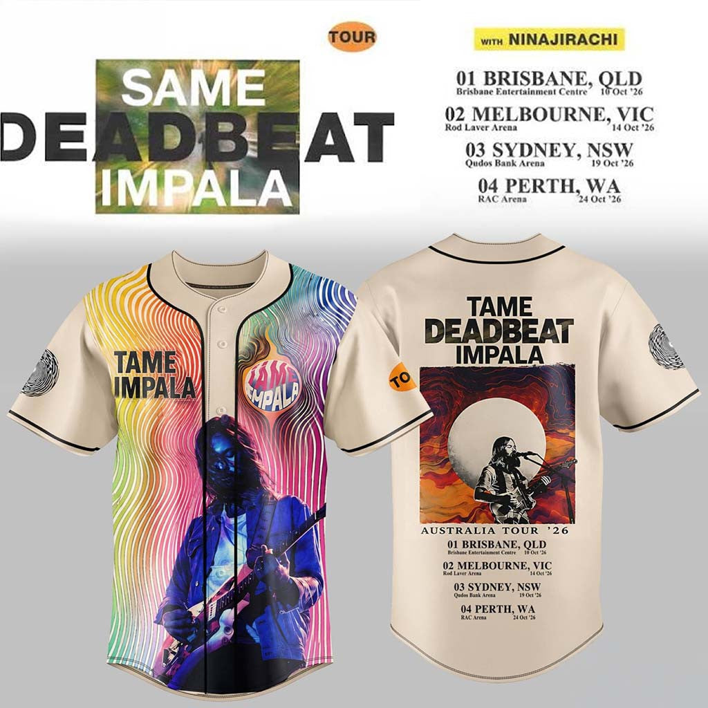 Tame Impala Deadbeat Tour Baseball Jersey 2026 Tame Impala Merch Best Gifts For Music Lovers - Merchluma