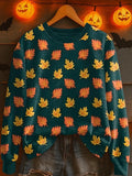 Autumn Leaf Pattern Sweatshirt Fall Leaves Merch Best Halloween Apparel - Merchluma
