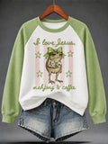 I Love Jesus Mahjong Coffee Sweatshirt Frog Mahjong Clothing New Season Ideas - Merchluma