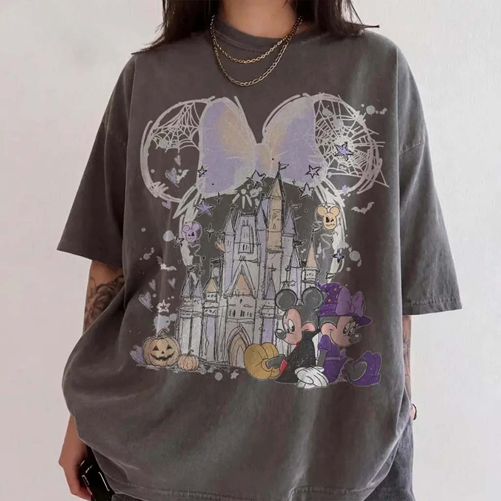 Mickey And Minnie Mouse In Halloween Costumes T-Shirt D Castel Shirt Halloween Gift Ideas - Merchluma