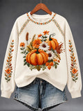 Autumn Pumpkin Floral Sweatshirt Fall Autumn Merch Unique Gift For Wife - Merchluma