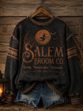 Salem Broom Co Quality Handcrafted Enchanted Est 1692 Sweatshirt Halloween Witch Merch Present - Merchluma