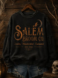 Salem Broom Co Quality Handcrafted Enchanted Est 1692 Sweatshirt Halloween Witch Merch - Merchluma