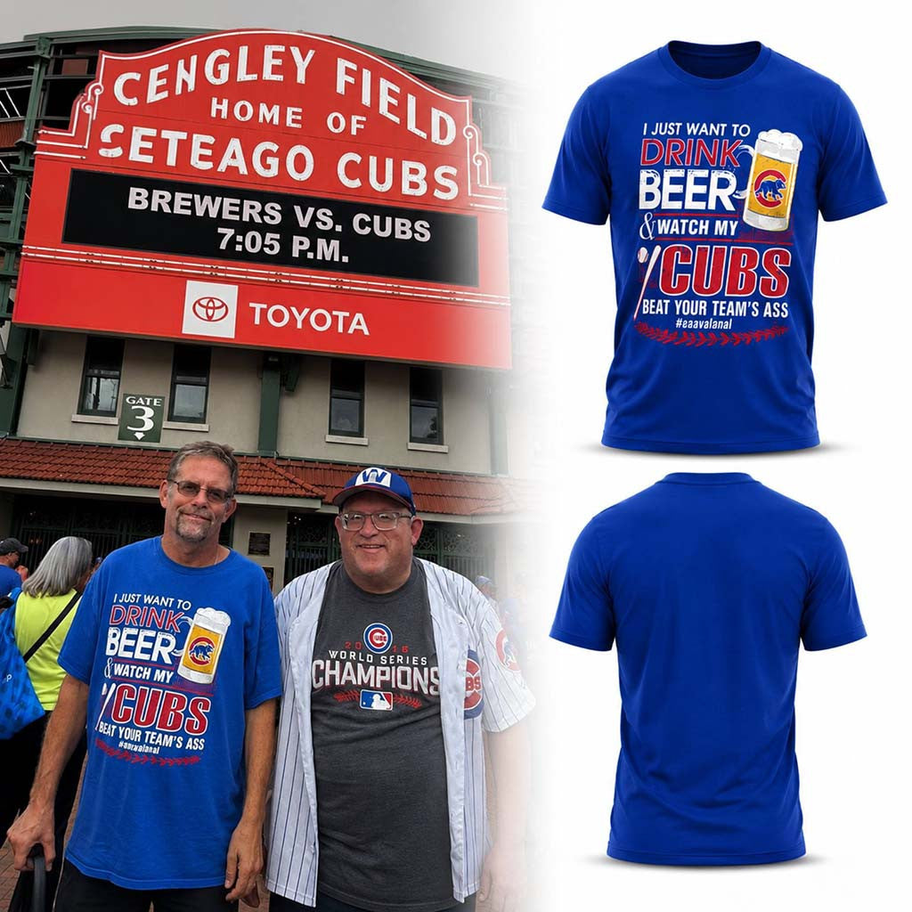Chicago Cubs Drink Beer Watch My Cubs T-Shirt Funny Fan Shirt Cubs Merch Baseball Lover Gifts - Merchluma