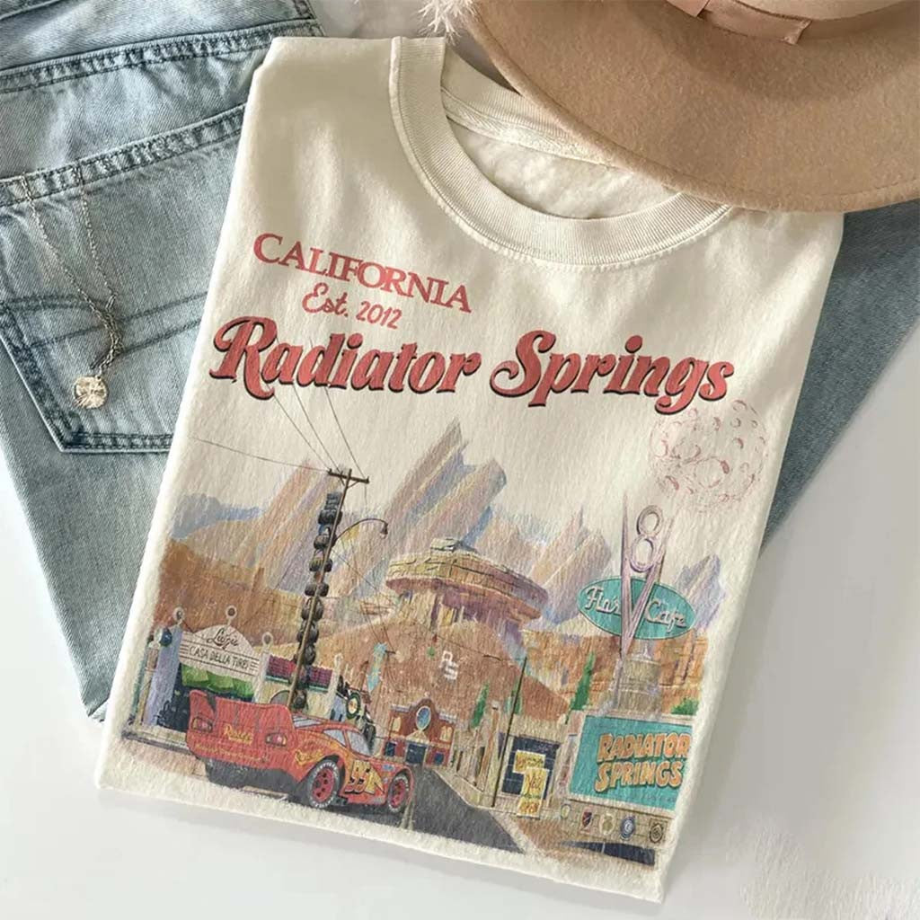 Vintage Lightning Mcqueen Radiator Springs Shirt D Pixar Cars Merch Gift For Cartoon Lovers - Merchluma