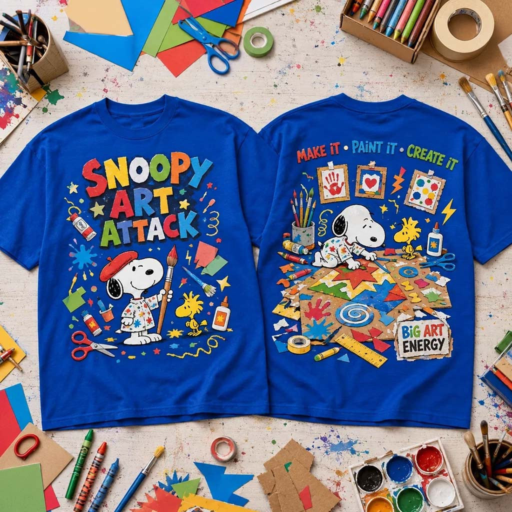 Snoopy Art Attack T-Shirt Big Art Energy Shirt Birthday Gift For Son - Merchluma