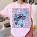 Stitch Watercolor Coquette Bow T-Shirt Lilo Stitch Movie Merch Best Gift For Sisters - Merchluma