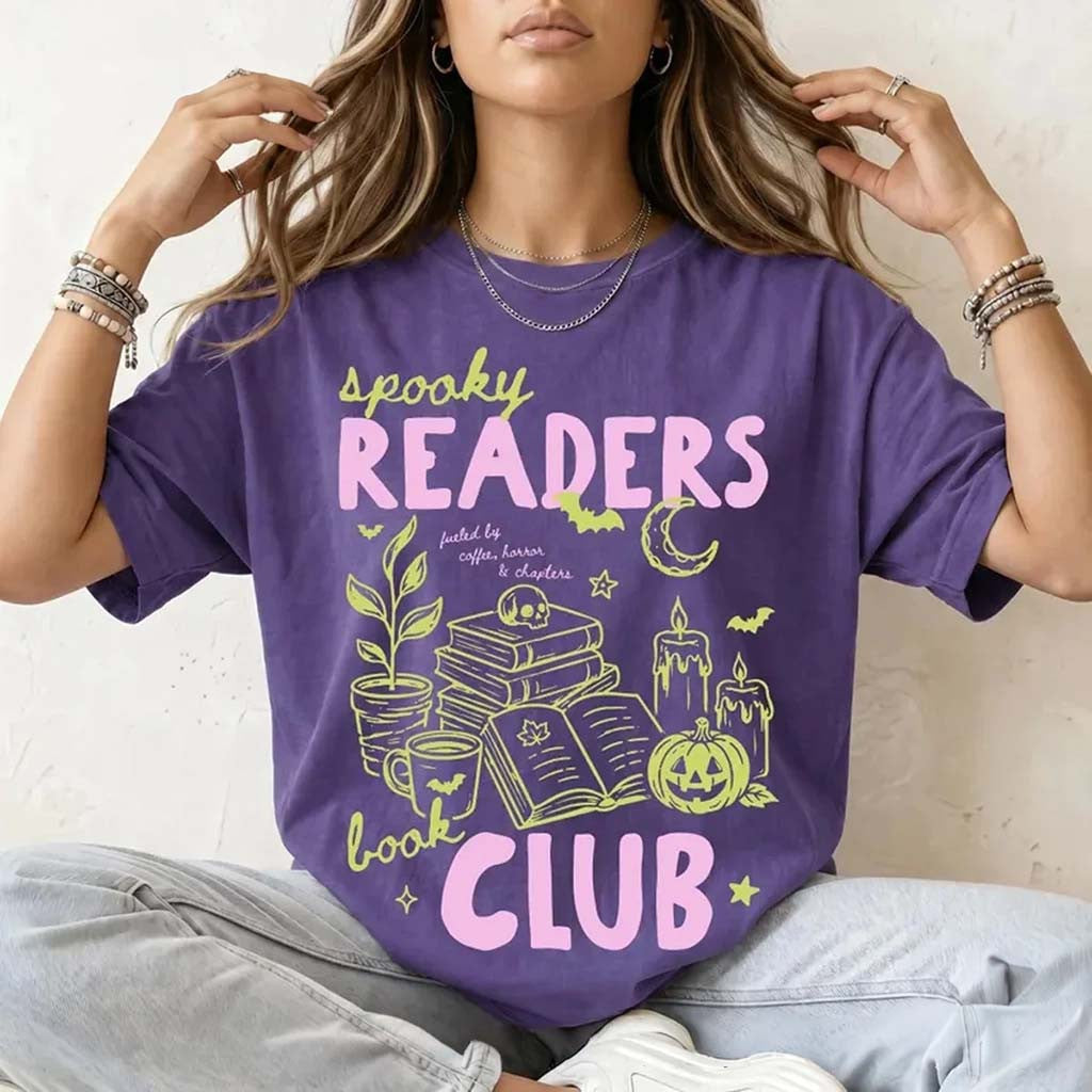 Spooky Moms Book Club Halloween T-Shirt Spooky Reader Clothing Halloween Gift For Bookish - Merchluma