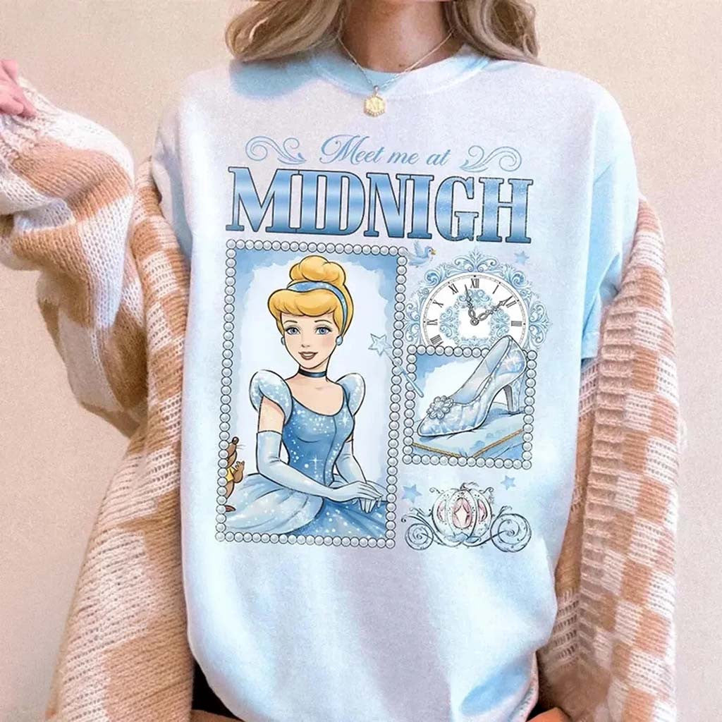 Vintage Princess Cinderella Meet Me at Midnight T-Shirt Cinderella Merch Gift For Girlfriend - Merchluma