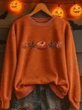 Pumpkin And Leaves Sweatshirt Autumn Halloween Merch Gift For Halloween - Merchluma