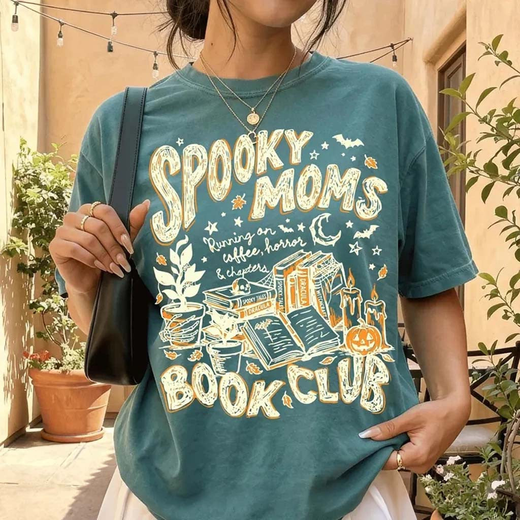 Spooky Moms Book Club Halloween T-Shirt Book Lover Shirt Spooky Gifts For Bookish - Merchluma