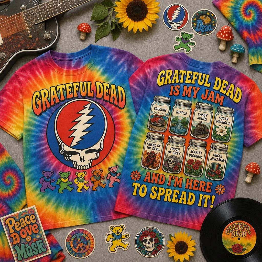 Grateful Dead Is My Jam And I'm Here To Spread It Tie-Dye T-Shirt Grateful Dead Merch Fan Gifts - Merchluma