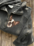 Peeking French Bulldog Half Zip Sweatshirt Frenchie Lover Merch Fan Gear Gift - Merchluma