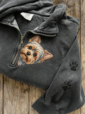 Peeking Yorkshire Terrier Half Zip Sweatshirt Yorkie Owner Present - Merchluma