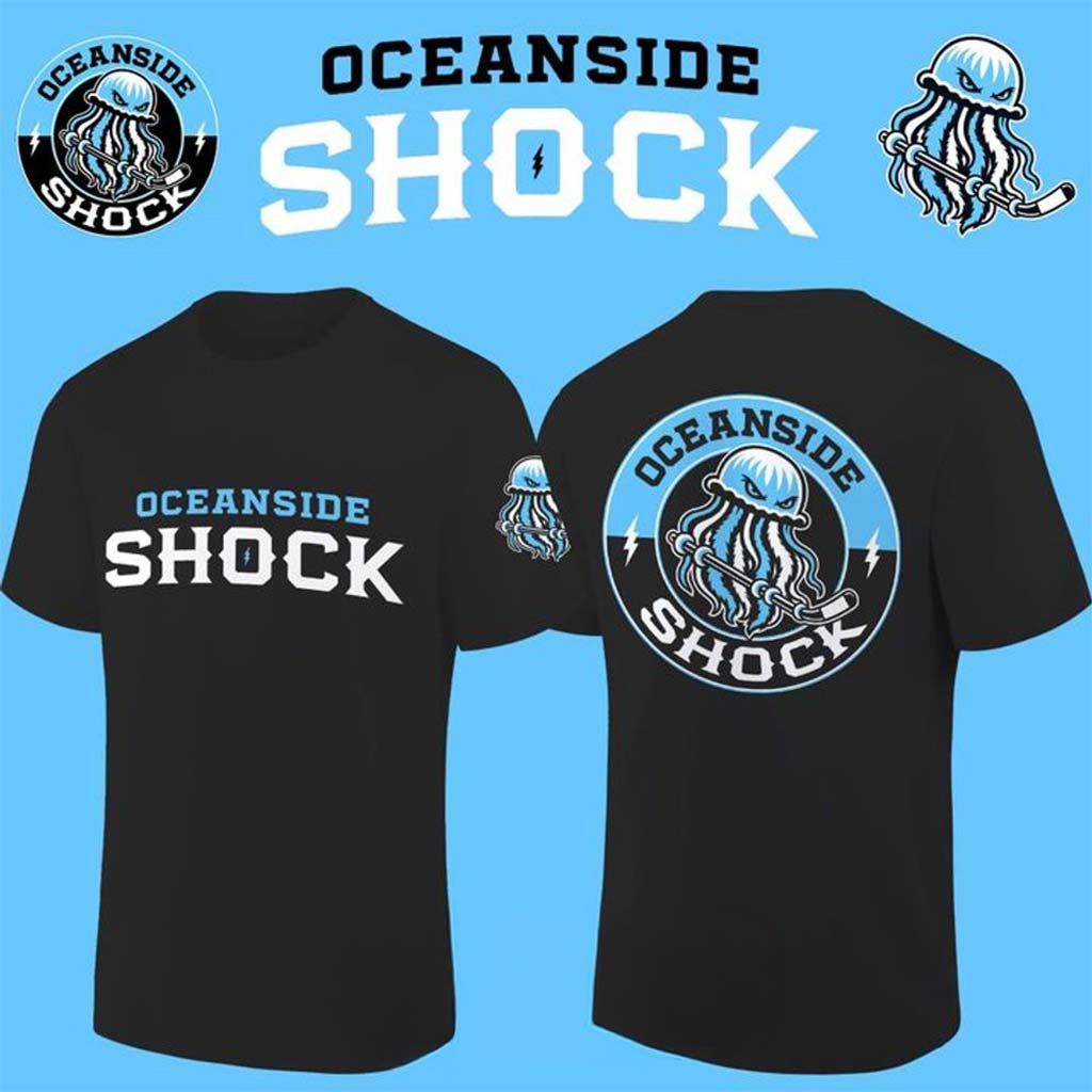 Oceanside Shock 2026 New Black T-Shirt Game Day Outfits Oceanside Shock Merch Hockey Fan Gifts - Merchluma