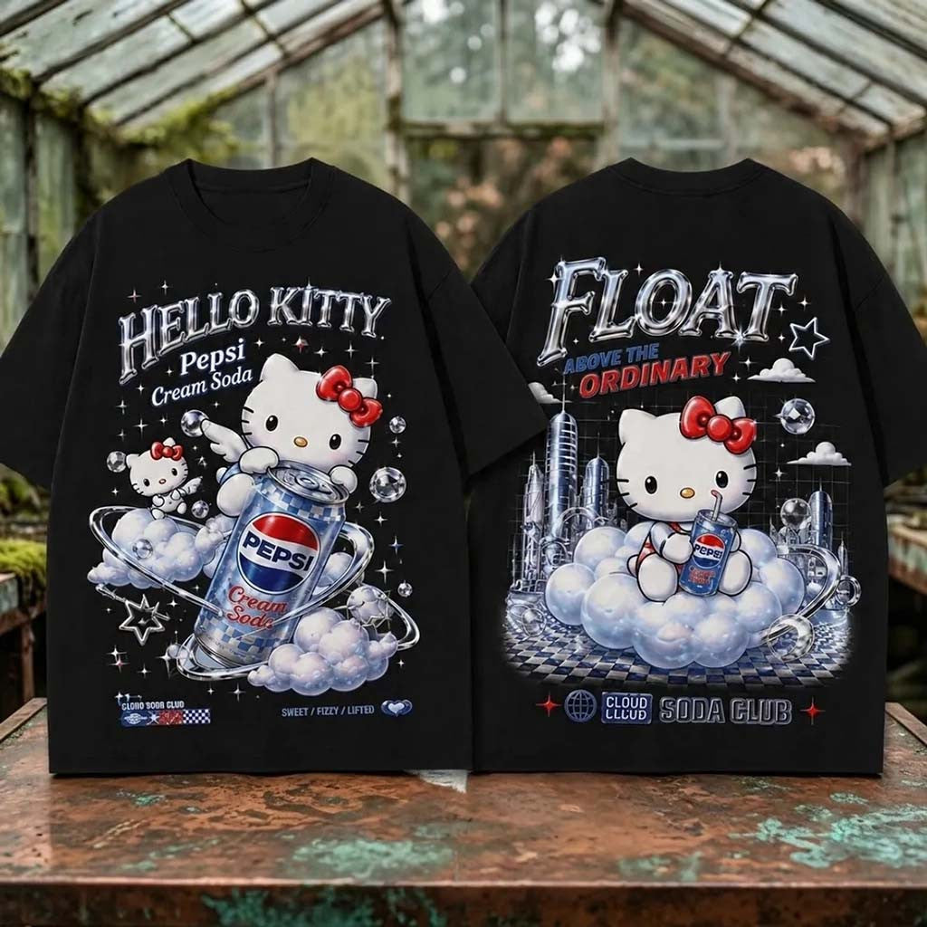 Hello Kitty X Pepsi Cream Soda 2026 T-Shirt Float Above The Ordinary Shirt Cute Gift Ideas - Merchluma