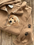Peeking Golden Retriever Half Zip Sweatshirt Golden Retriever Puppy Apparel Gift - Merchluma