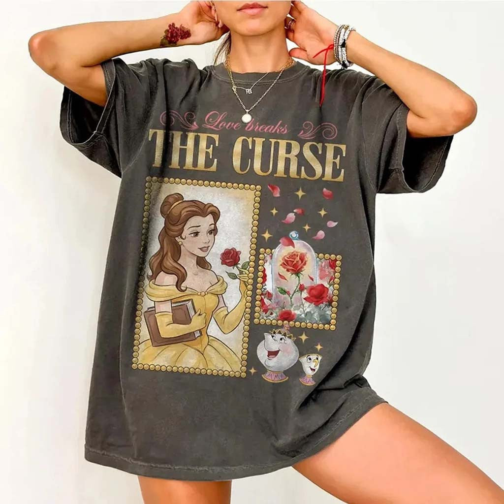 Vintage Princess Belle Love Breaks The Curse T-Shirt Beauty And the Beast Merch Gifts - Merchluma