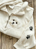 Peeking Maltese Dog Half Zip Sweatshirt Maltese Lover Merch Fan Gift - Merchluma