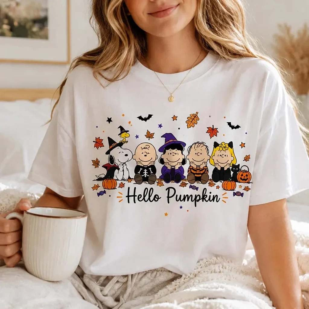 Snoopy Halloween Friends Shirt Hello Pumpkin T-Shirt Fall Outfits Gift For Halloween - Merchluma