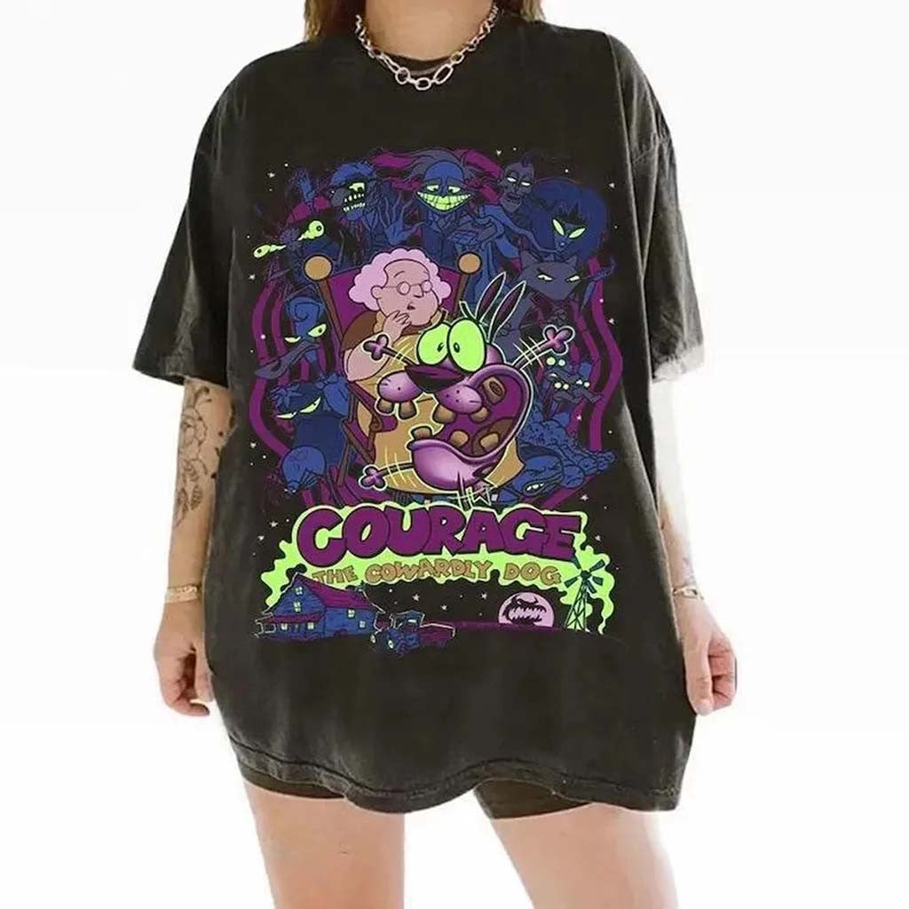 Vintage 90s Courage The Cowardly Dog T-Shirt Cartoon Dog Shirt Gift For Girlfriend - Merchluma