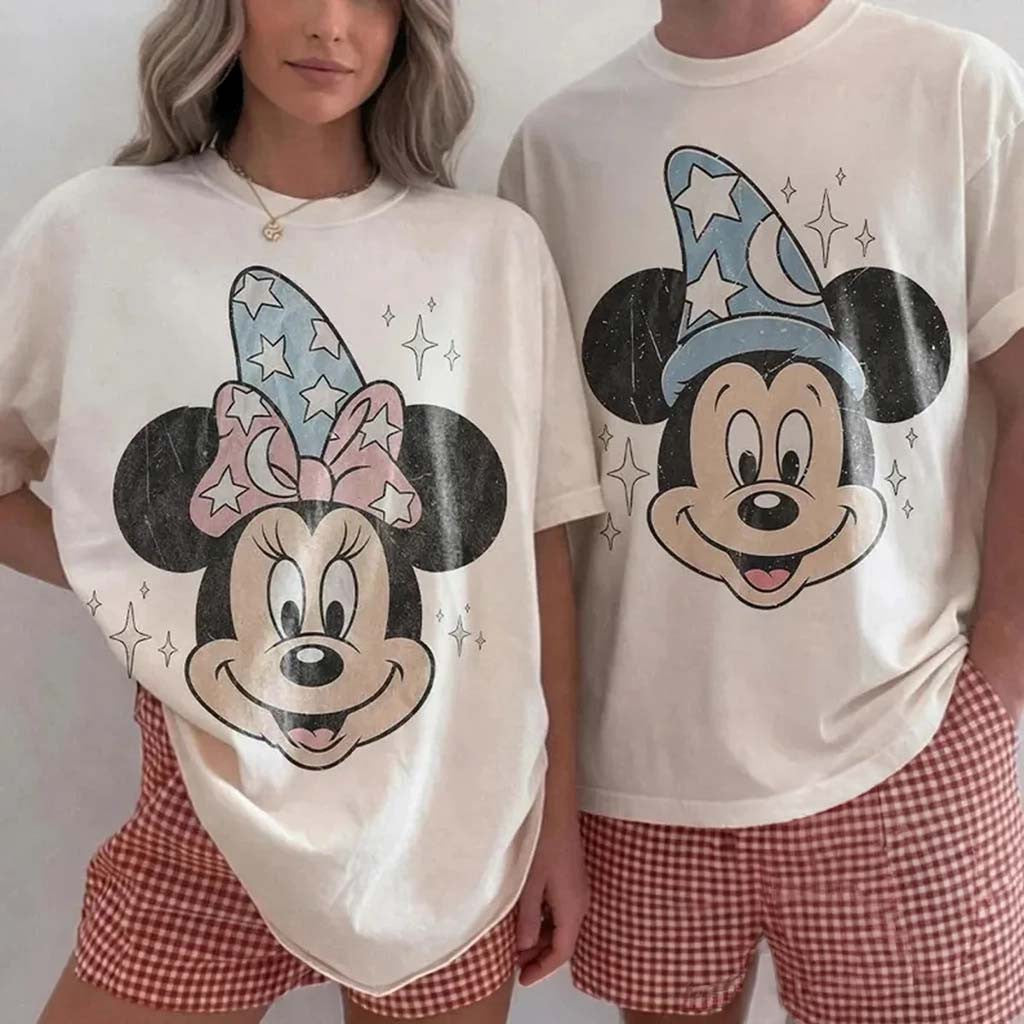 Fantasia Mickey And Minnie Mouse T-Shirt Cute Cartoon Characters Shirt Gift For Couples - Merchluma