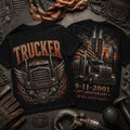 Trucker 9 11 Memorial 25th Anniversary T-Shirt We Will Never Forget Shirt Present For Trucker - Merchluma