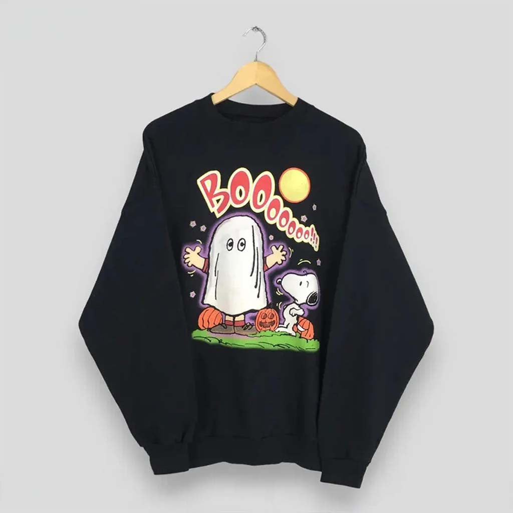Vintage Boo Halloween Ghost Pumpkin Sweatshirt Snoopy Peanuts Joe Cool Cartoon Crewneck Gifts - Merchluma