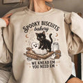 Vintage Black Cat Halloween Sweatshirt Spooky Biscuits Bakery Crewneck Funny Halloween Gifts - Merchluma