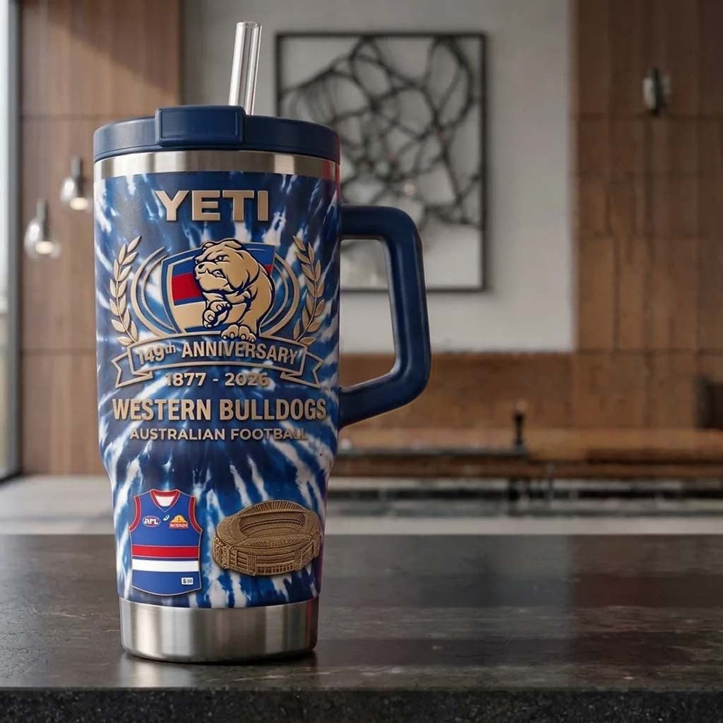 Western Bulldogs 149th Anniversary Stanley Tumbler Western Bulldogs Merch Football Fan Gifts - Merchluma