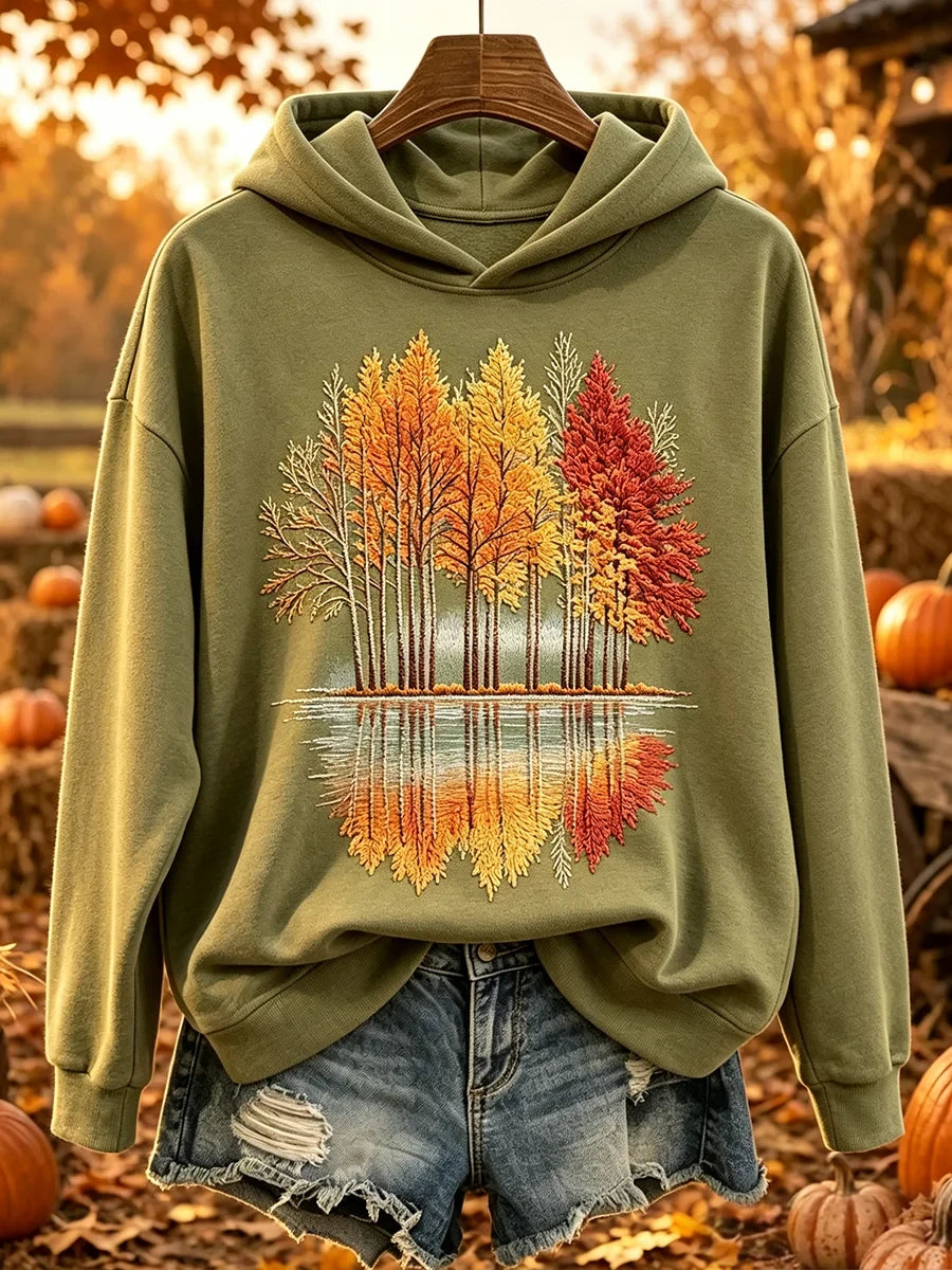 Autumn Trees Reflection Hoodie Autumn Trees Apparel Unique Gifts For Fans - Merchluma
