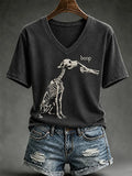 Boop Skeleton Dog V-Neck Shirt Funny Halloween Shirt Gifts Ideas For Mom - Merchluma